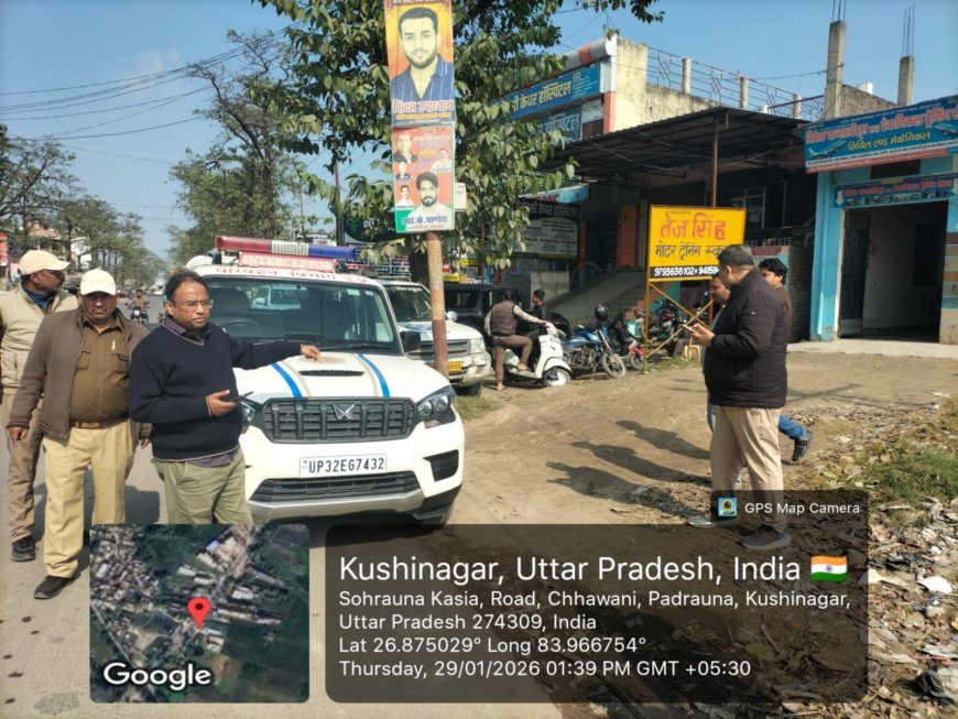 सड़क सुरक्षा माह के तहत कुशीनगर में सघन चेकिंग अभियान