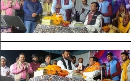 भागवत कथा का जनप्रतिनिधियों ने किया रसपान, कथावाचक का हुआ सम्मान