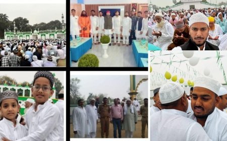 बारिश की फुहारों के बीच अदा हुई ईद की नमाज, गले मिलकर दी ईद की मुबारकबाद