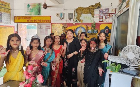 पूर्व माध्यमिक विद्यालय में धूमधाम से मनाया गया नवरात्रि पर्व